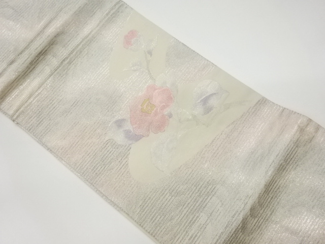 JAPANESE KIMONO / VINTAGE NAGOYA OBI / WOVEN CAMELLIA & WAVE